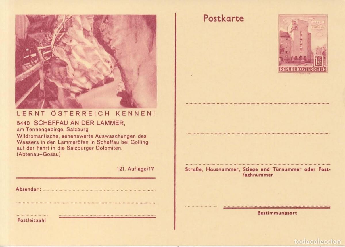 Sellos: AUSTRIA ENTERO POSTAL SCHEFFAU AN DER LAMMER CUEVA GEOLOGIA CAVE