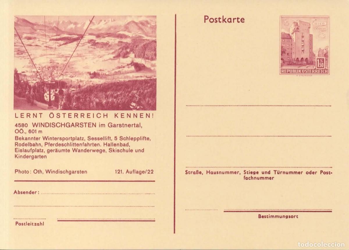 Sellos: AUSTRIA ENTERO POSTAL WINDISCHGARSTEN IM GARSNERTAL TENNIS HIPICA TELESILLA