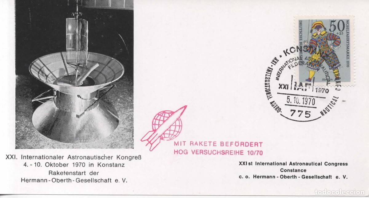 Sellos: ALEMANIA KONSTANZ 1970 CORREO POR COHETE ROCKET MAIL RACKETEN
