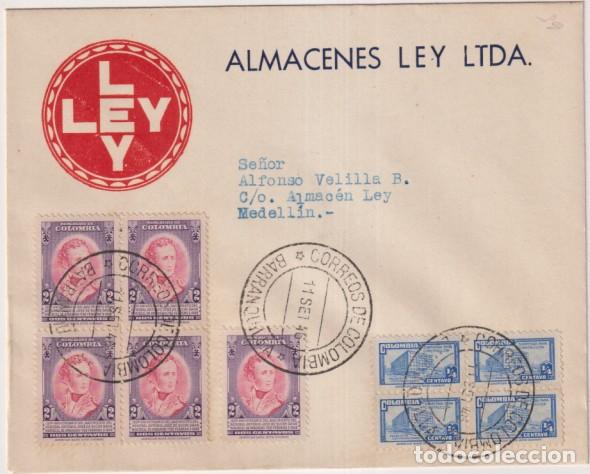Sellos: Colombia, Barranquilla. Carta con membrete, fechado el 11 sep-1946 y con Bonito Franqueo. Bella Cart