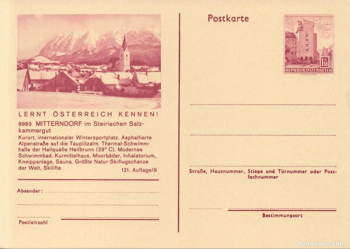 Sellos: AUSTRIA ENTERO POSTAL MITTENDORF DEPORTES INVIENO SKI