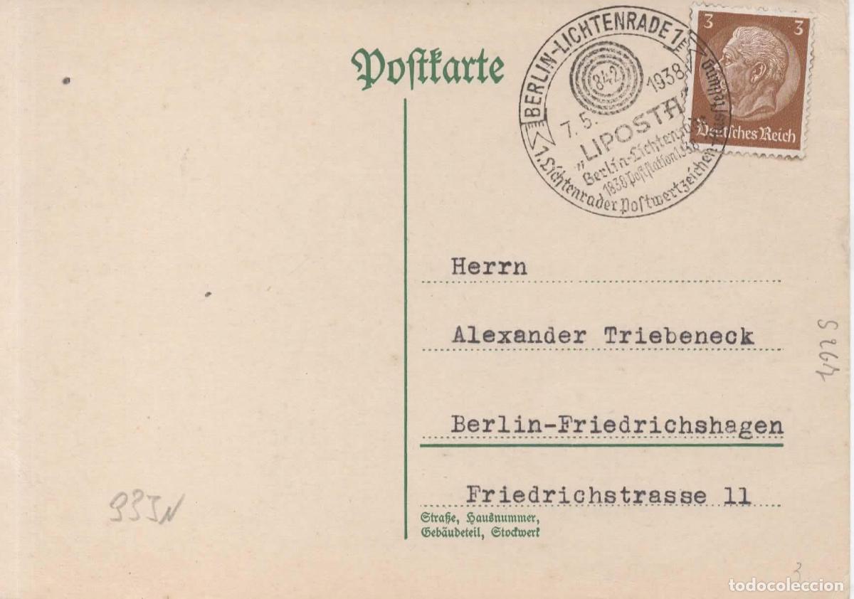 Sellos: ALEMANIA 1938 BERLIN LICHTENRADE LIPOSTA