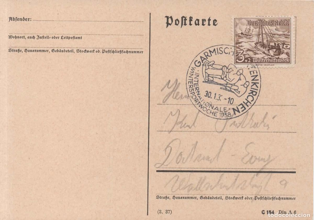 Sellos: ALEMANIA 1938 3 RECIH GARMISCH PARTENKIRCHEN BOBSLED BOSLEIGH