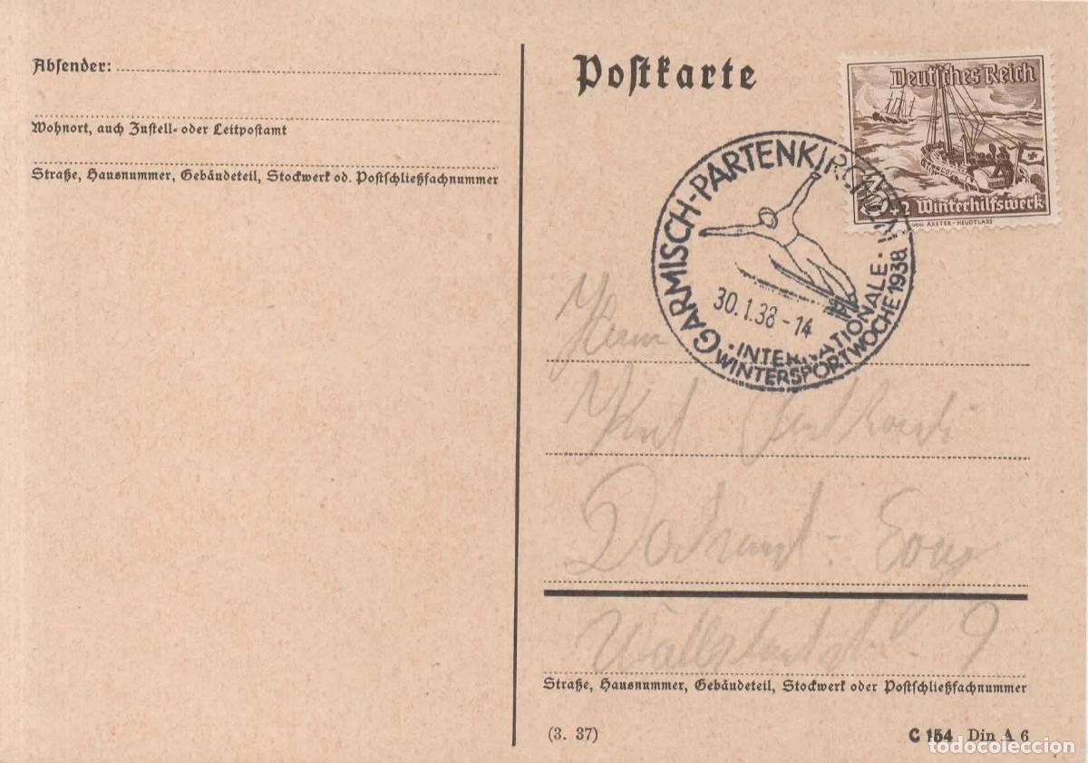 Sellos: ALEMANIA 1938 3 RECIH GARMISCH PARTENKIRCHEN SALTO ESQUI SKI
