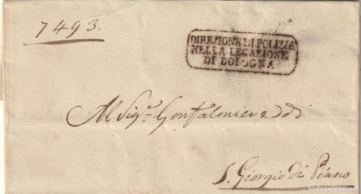 Sellos: ITALIA BOLOGNA 1821 DIREZIONE DI POLIZIA POLICIA POLICE