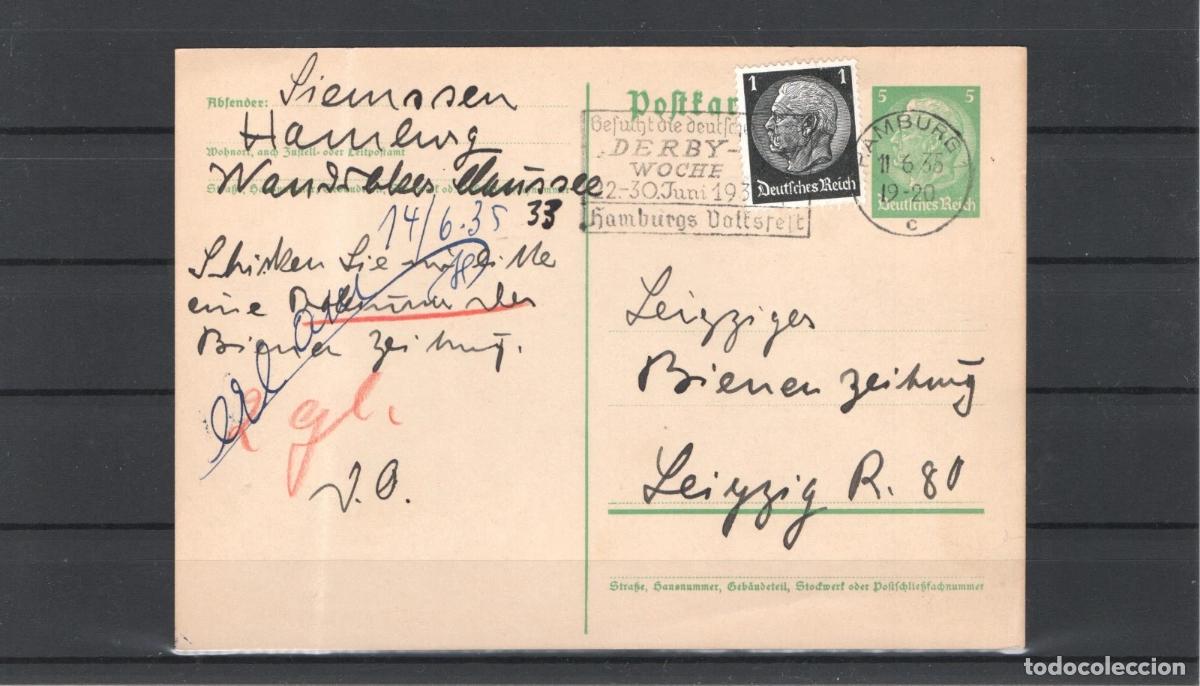 Sellos: ALEMANIA 3 REICH 1935 HAMBURG HIPICA CABALLO HORSE EQUESTRIAN