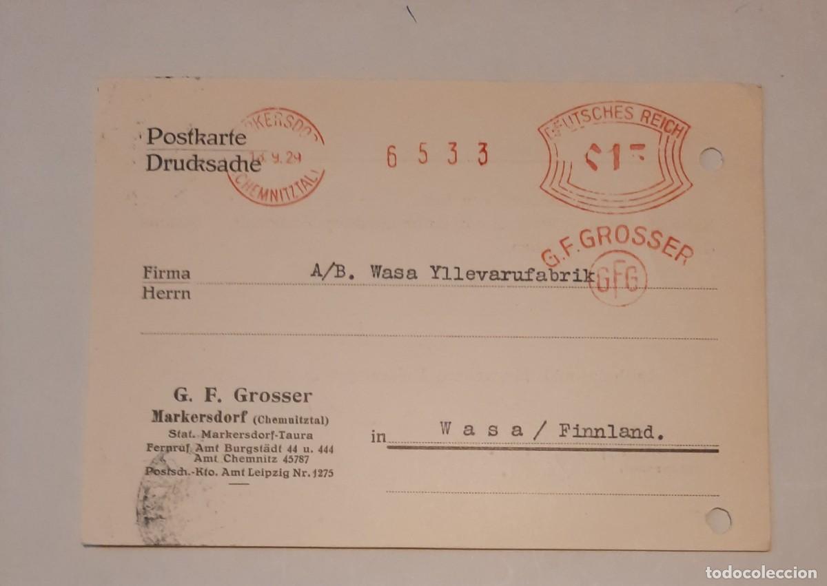 Sellos: Deutsches Reich,Tarjeta de fabrica Con sello de franqueo 18.9.29, G.F.Grosser