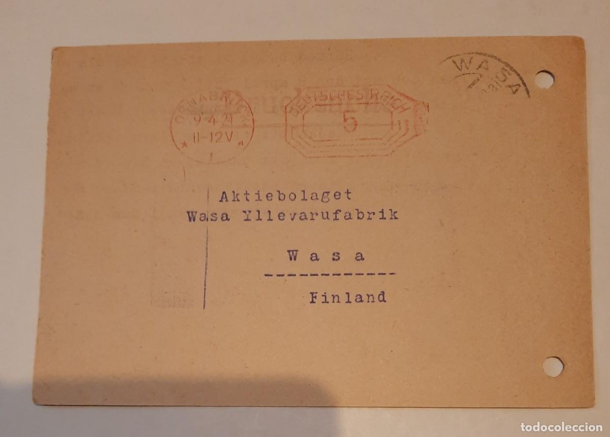 Sellos: Deutsches Reich,Tarjeta de fabrica Con sello de franqueo Osnabr&uuml;ck 9.4.24, Albert Schwinges
