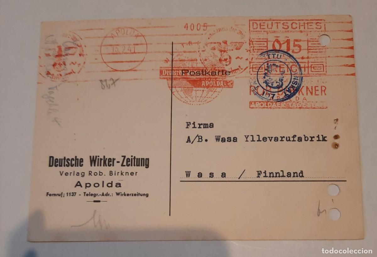 Sellos: Deutsches Reich,Tarjeta de fabrica con sello de verificaci&oacute;n en sello de franqueo Apolda 15.2.41