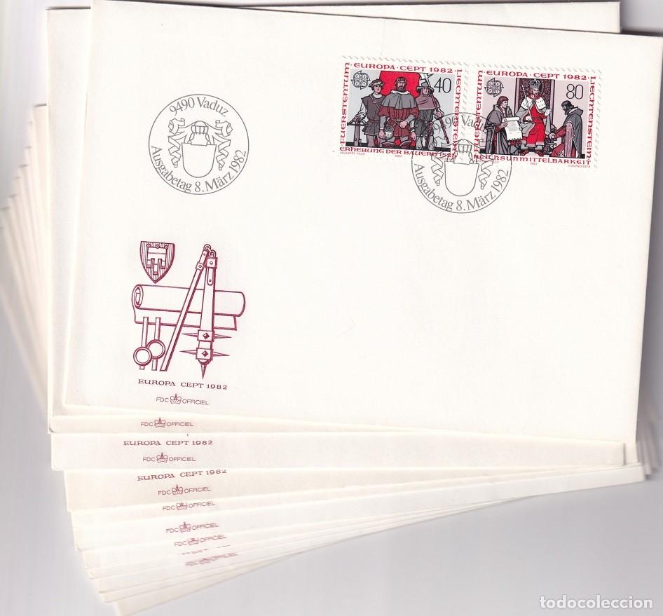 Stamps: 12 FDC Liechtenstein 1982 - Todos iguales / Europa CEPT 1982 - Acontecimientos hist&oacute;ricos