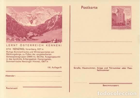 Sellos: AUSTRIA ENTERO POSTAL NENZING SKILIFT SKI