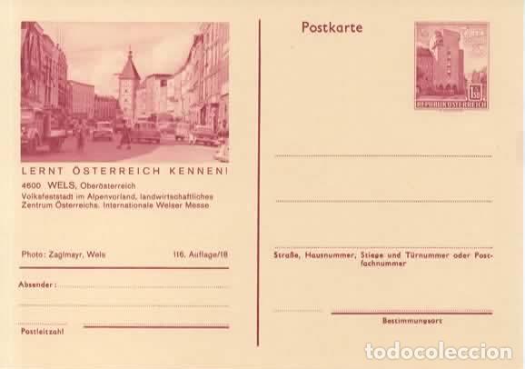 Sellos: AUSTRIA ENTERO POSTAL WELS FUENTE FOUNTAIN CASTILLO CASTLE