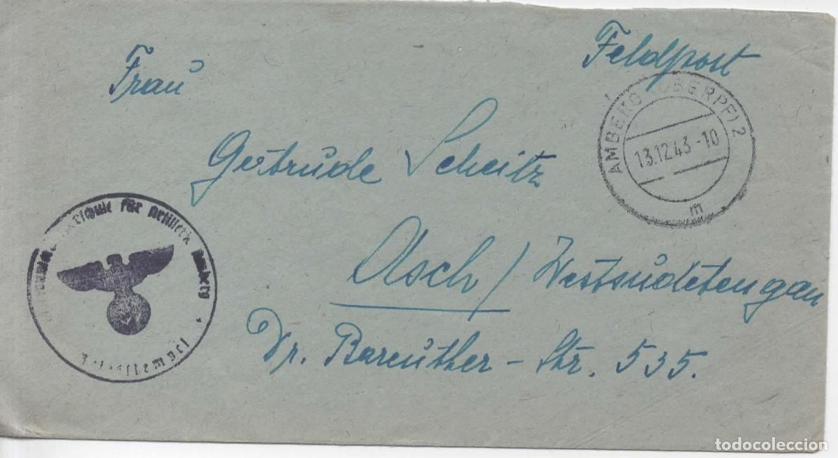 Sellos: ALEMANIA FELDPOST CORREO MILITAR 1943 AMBERG