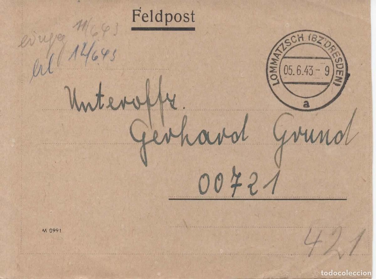 Sellos: ALEMANIA FELDPOST CORREO MILITAR 1943 LOMMATZSCH