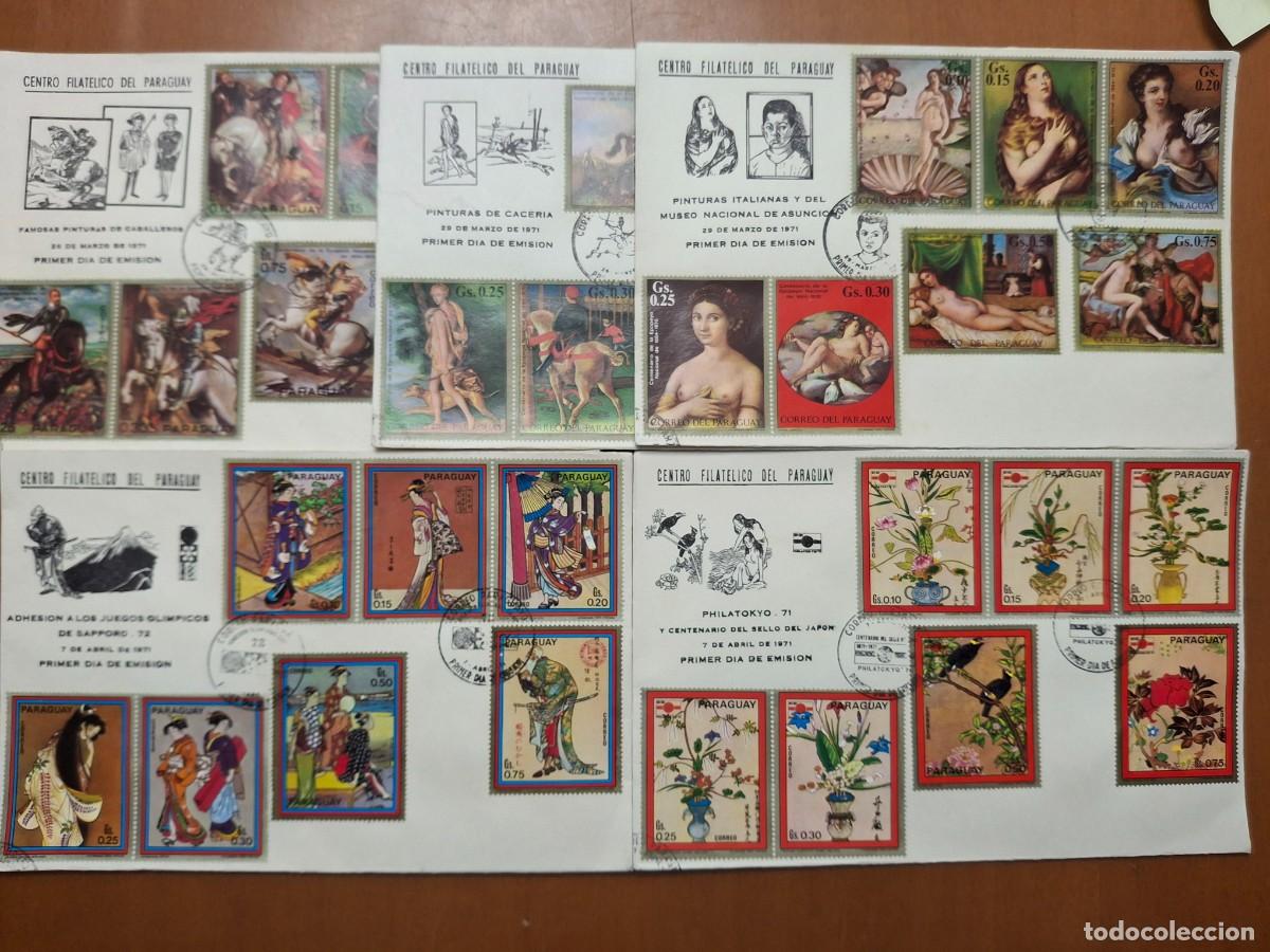 Stamps: HB1296 Sellos ESPA&Ntilde;A 5 sobres del centro filatelico de PARAGUAY ideal tematicas ARTE y PINTURA