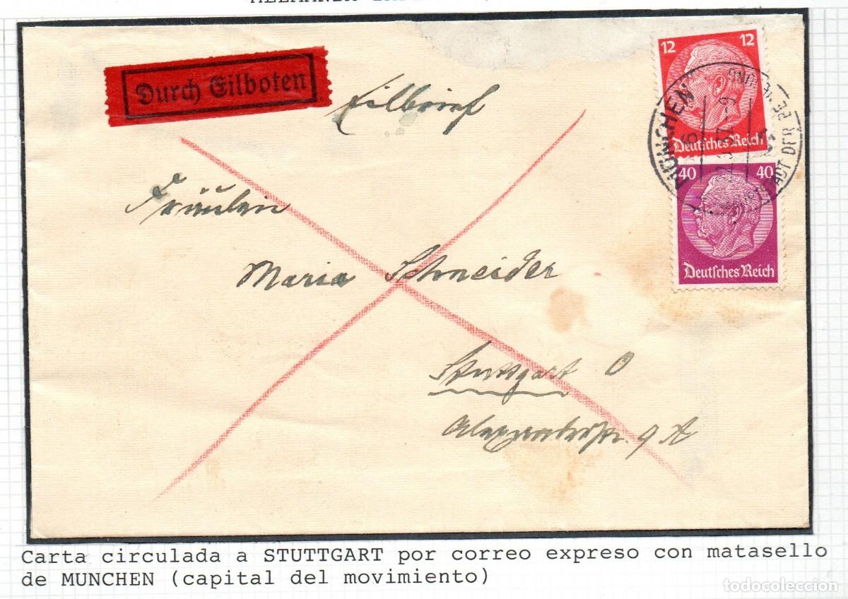 Sellos: ALEMANIA TERCER REICH. 1937. SOBRE CIRCULADO STUTTGART POR CORREO EXPRESO.