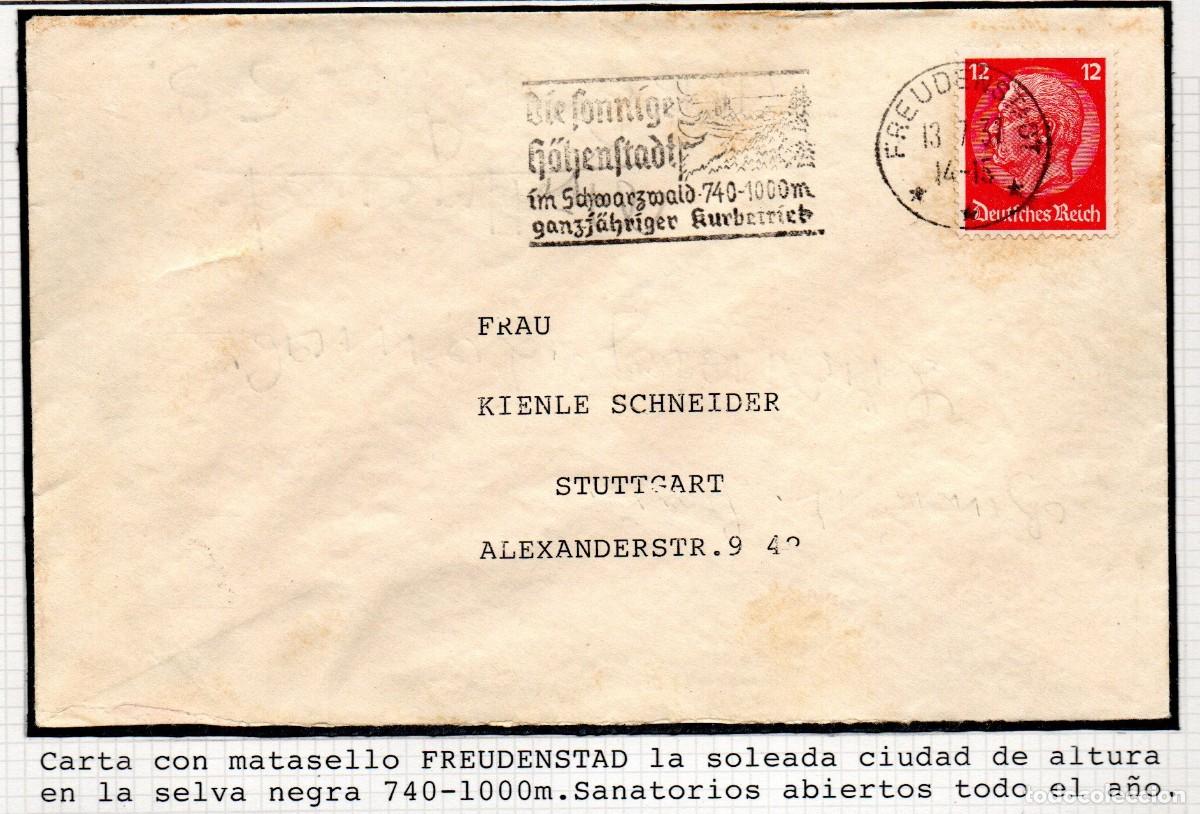 Francobolli: ALEMANIA TERCER REICH. 1937 . SOBRE MATASELLOS FREUDENSTAD.