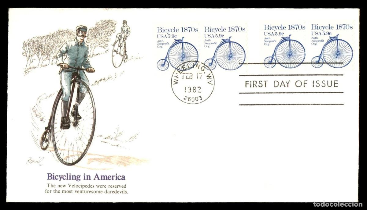 Stamps: ESTADOS UNIDOS USA SPD VELOCIPEDO BICICLETA BICYCLE