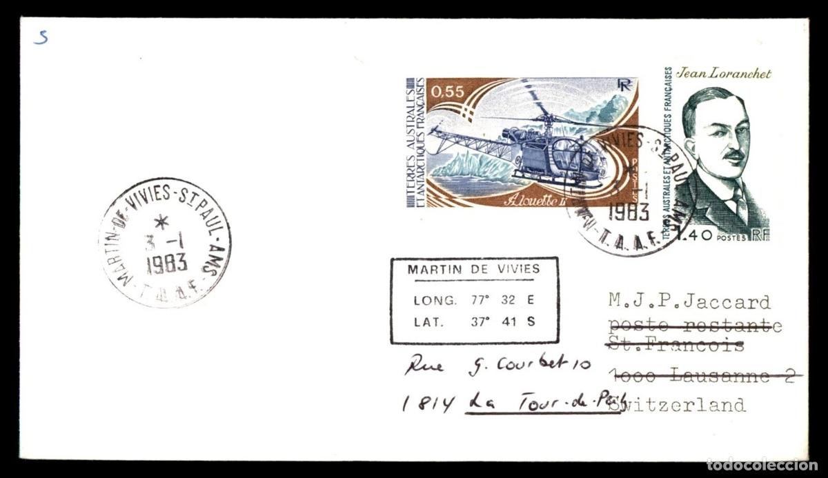 Stamps: ANTARTIDA ANTARCTIC TAAF MARTIN DE VIVIES HELICOPTERO ALOUETTE 2 HELICOPTER