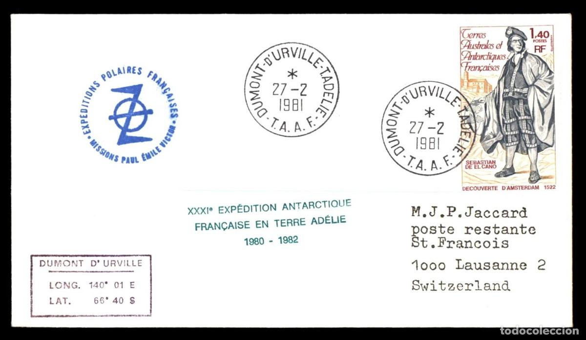 Sellos: ANTARTIDA ANTARCTIC TAAF DUMONT D&acute;URVILLE JUAN SEBASTIAN ELCANO