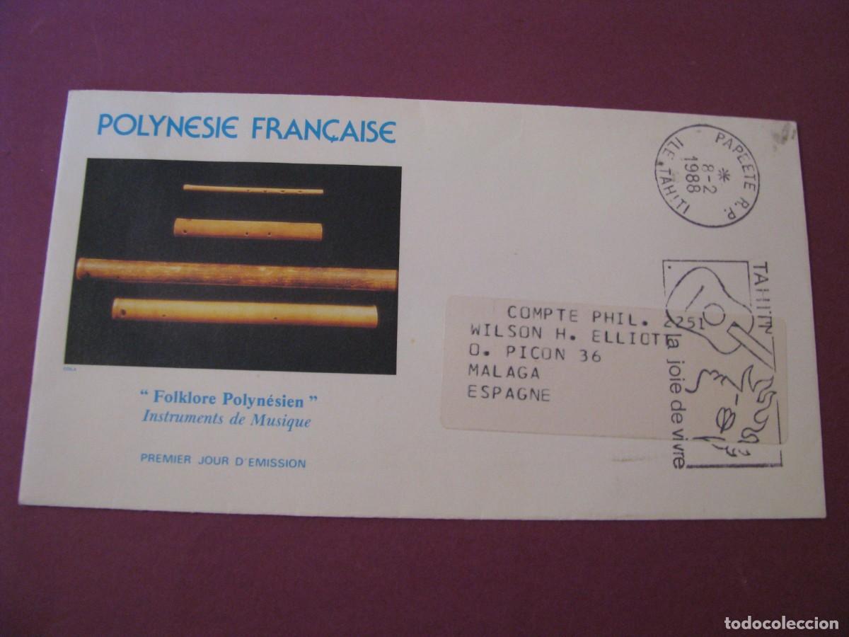 Sellos: SOBRE PRIMER DIA POLINESIA FRANCESA 1988 - INSTRUMENTOS DE MUSICA FOLCLORE TAHITI