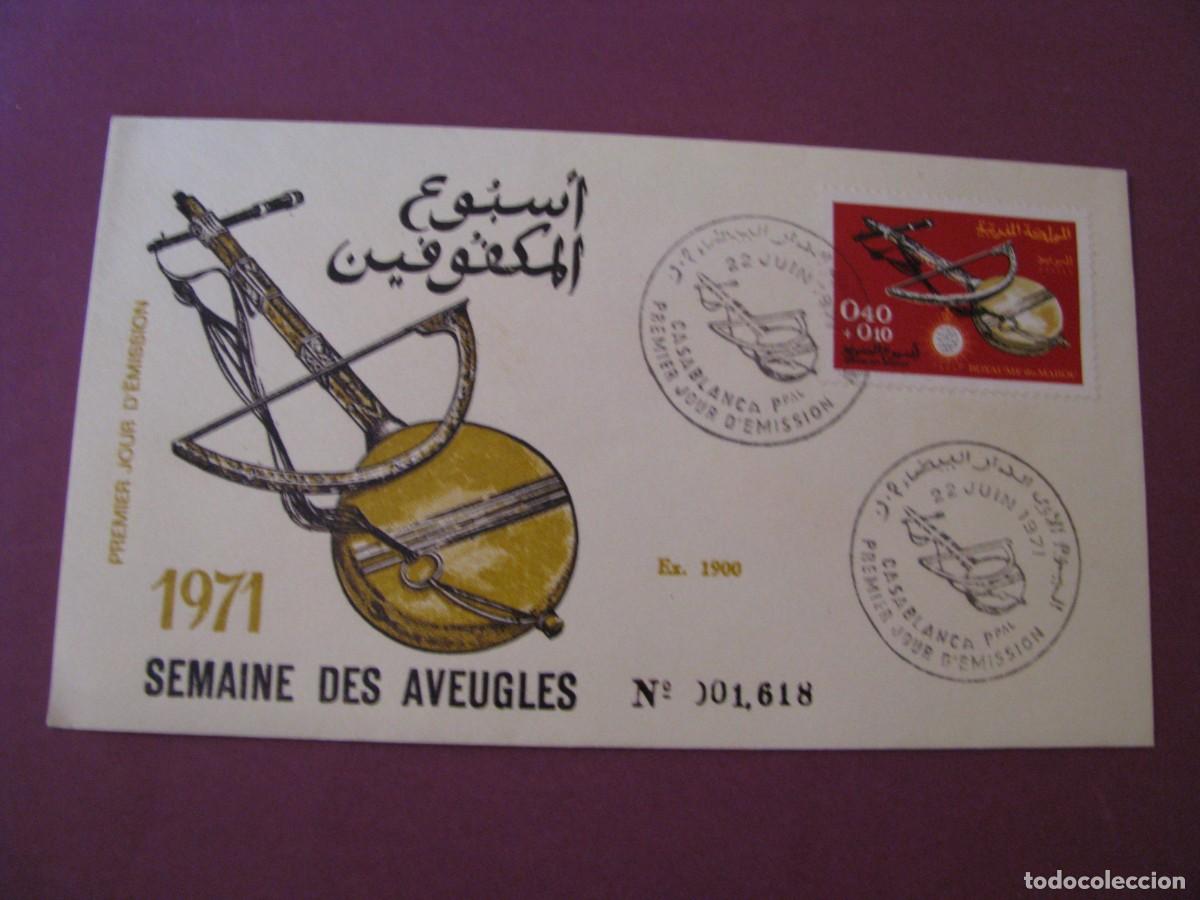 Sellos: SOBRE PRIMER DIA MARRUECOS 1971 - SEMANA DE LOS CIEGOS CASABLANCA. NUMERADO