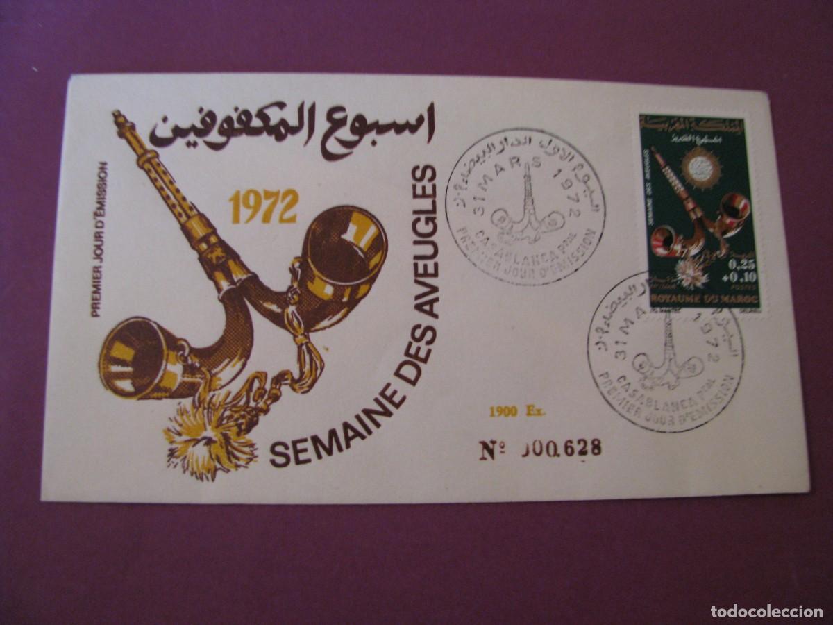 Sellos: SOBRE PRIMER DIA MARRUECOS 1972 - SEMANA DE LOS CIEGOS CASABLANCA. NUMERADO
