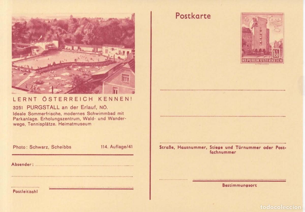 Sellos: AUSTRIA ENTERO POSTAL PURGSTALL TENNIS NATACION SWIMMING