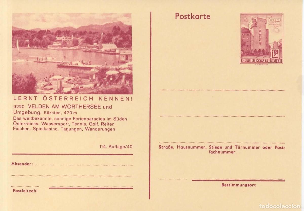 Sellos: AUSTRIA ENTERO POSTAL VELDEN AM WORTHERSEE TENNIS GOLF PESCA CASINO FISHING SWIMMING