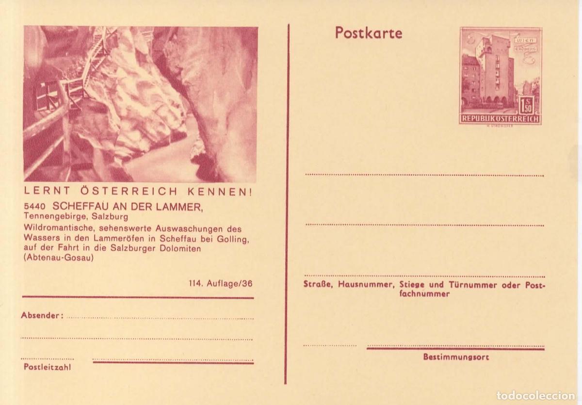 Sellos: AUSTRIA ENTERO POSTAL SCHEFFAU AN DER LAMMER CUEVA GEOLOGIA CAVE