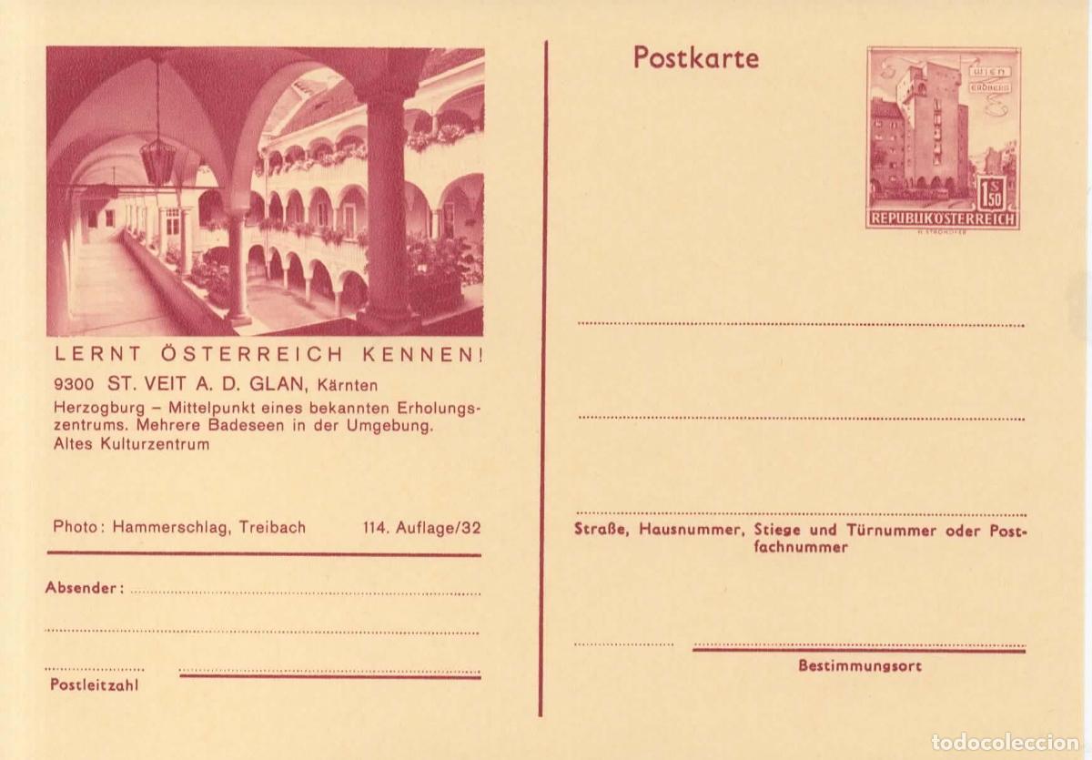 Sellos: AUSTRIA ENTERO POSTAL ST VEIT AN DER GLAN ARQUITECTURA GARDEN JARDIN