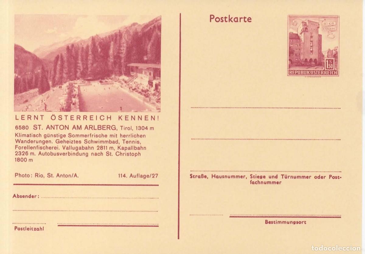Sellos: AUSTRIA ENTERO POSTAL ST ANTON AM ARLBERG TELEFERICO CABLE CAR WAY