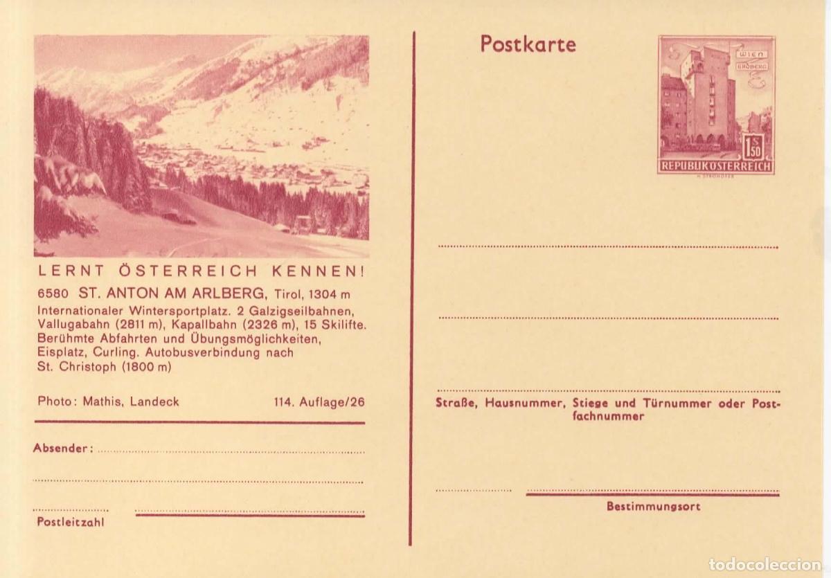 Sellos: AUSTRIA ENTERO POSTAL ST ANTON AM ARLBERG TELEFERICO CABLE CAR WAY