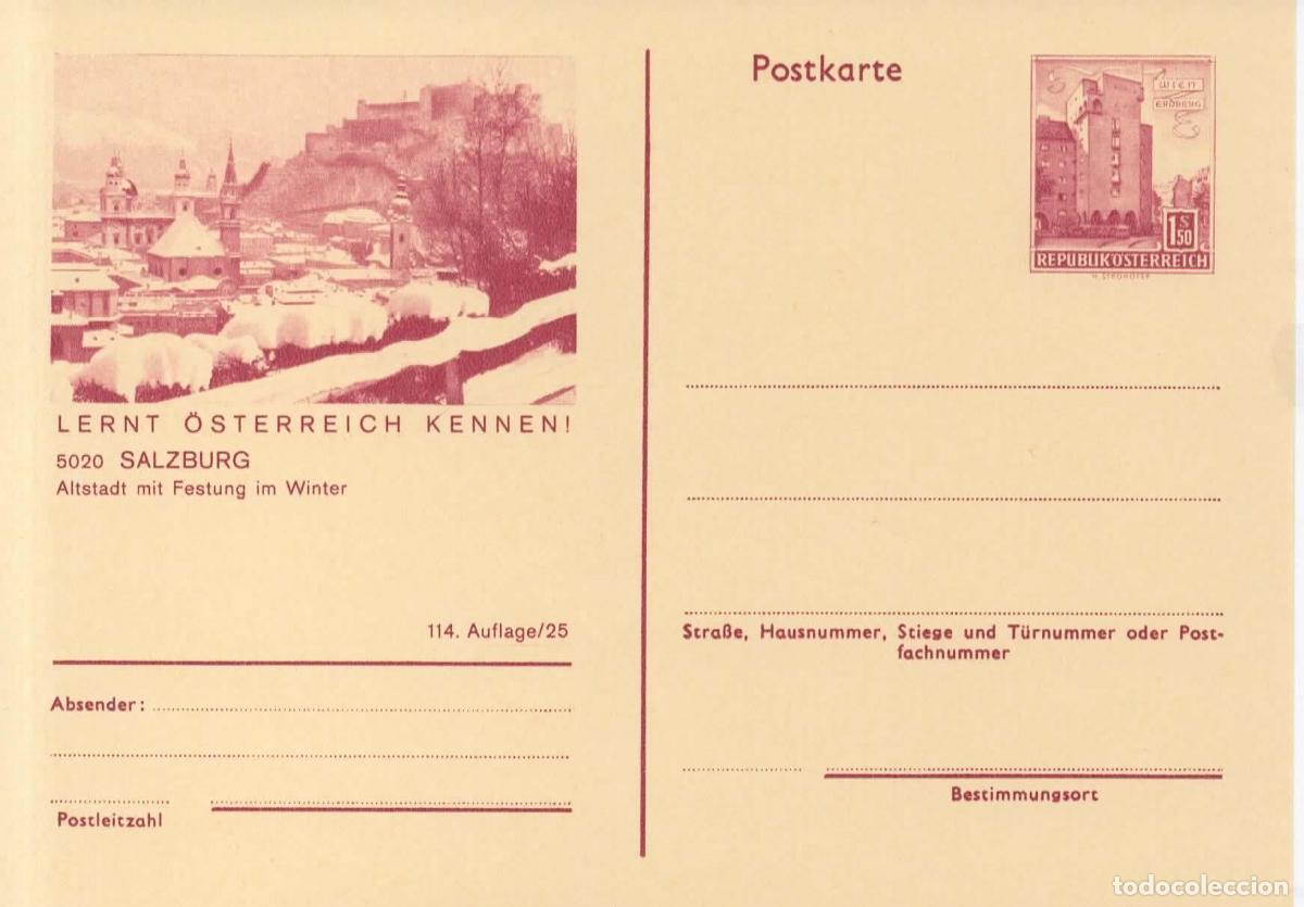 Sellos: AUSTRIA ENTERO POSTAL SALZBURG CASTILLO CASTLE