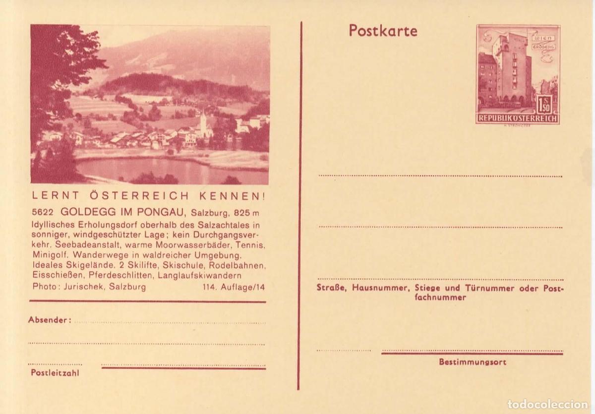 Sellos: AUSTRIA ENTERO POSTAL GOLDEGG IM PONGAU SALZBURG SKI