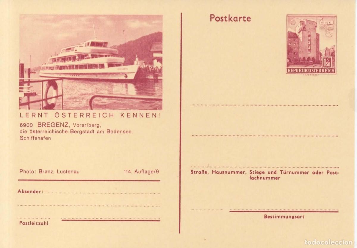 Sellos: AUSTRIA ENTERO POSTAL BREGENZ LAGO CONSTANZA BARCO SHIP