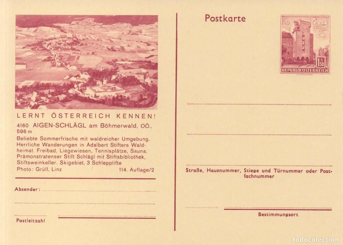 Sellos: AUSTRIA ENTERO POSTAL AIGEN SCHLAG AM BOHMERWALD