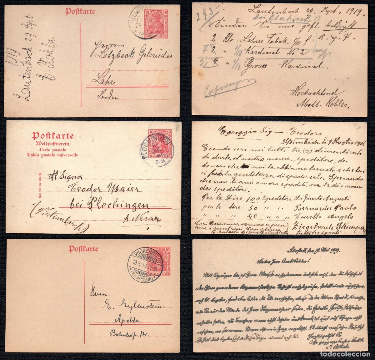 Sellos: ALEMANIA IMPERIO. ENTEROS POSTALES . LAUTENBACH, PLOCHINGEN, WICKERSTEDT