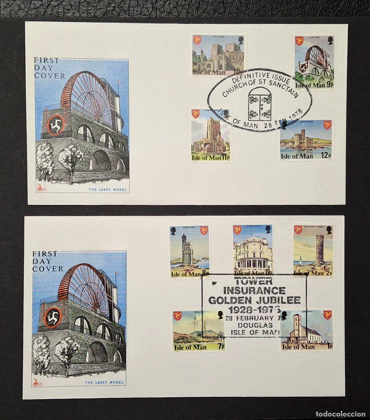 Briefmarken: 1978, 2 sobres primer d&iacute;a Isal de Man