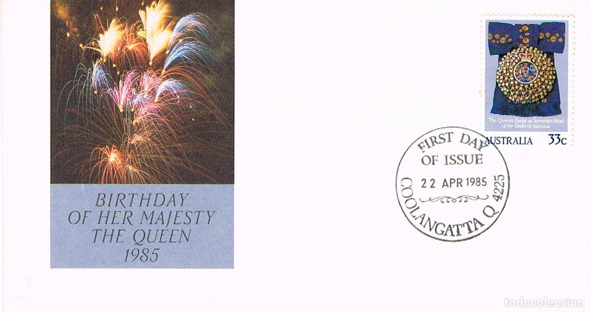 Sellos: AUSTRALIA IVERT N&ordm; 904, FELICIDADES ISABEL II, PRIMER DIA DE 22-4-1985