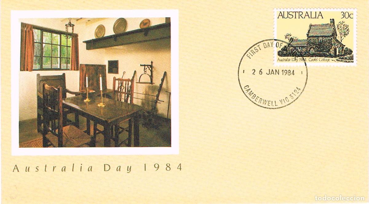 Sellos: Australia, Ivert n&ordm; 847, Casa de Cook, explorador, jardines de Melbourne, PRIMER DIA DE 26-1-1984