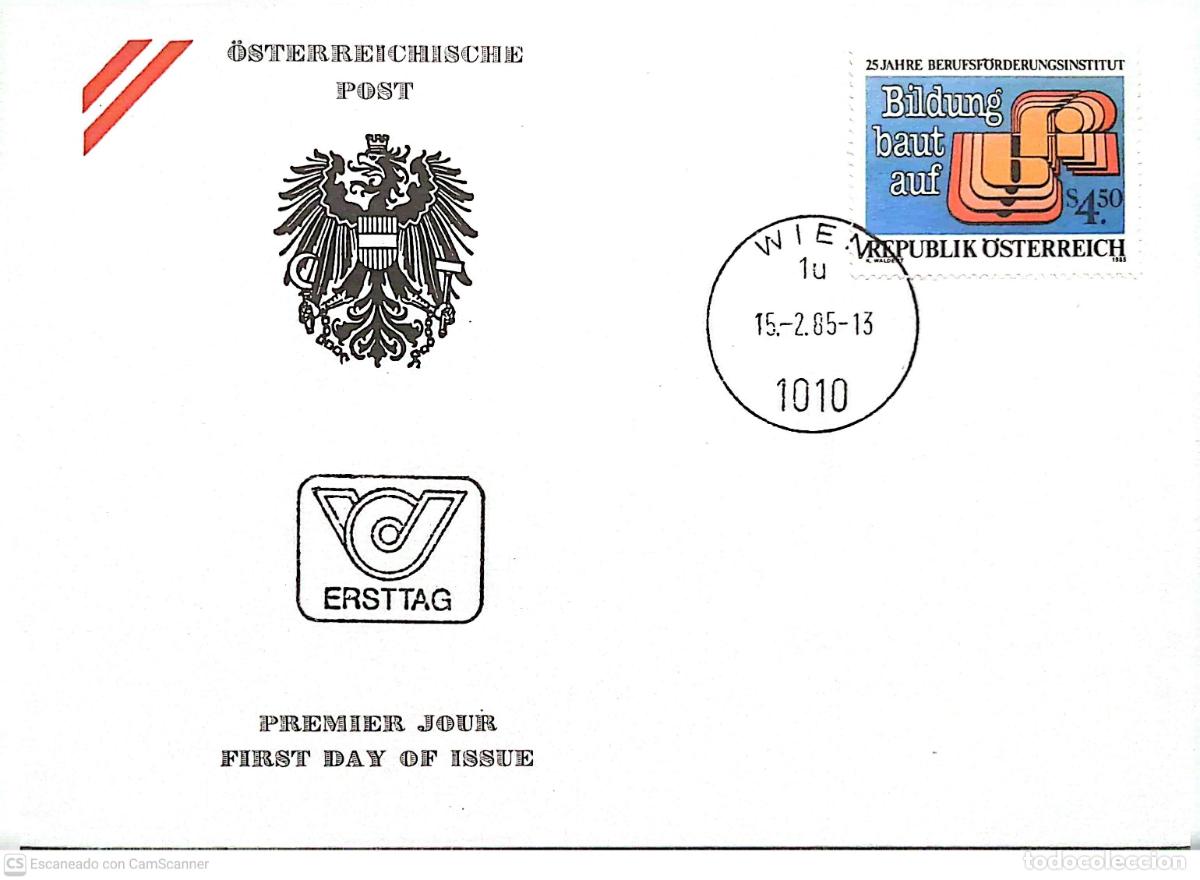 Sellos: Austria. SPD 1633 Instituto para el Fomento del perfeccionamiento Profesional. Matasello Primer D&iacute;a,