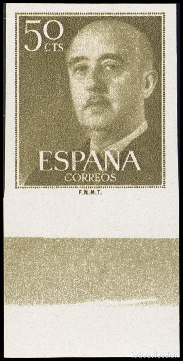 Sellos: Espa&ntilde;a. 2&ordm; Centenario Correo A&eacute;reo. ** MNH 1149s. 1955. 50 cts casta&ntilde;o oliva, borde de hoja. SIN DE