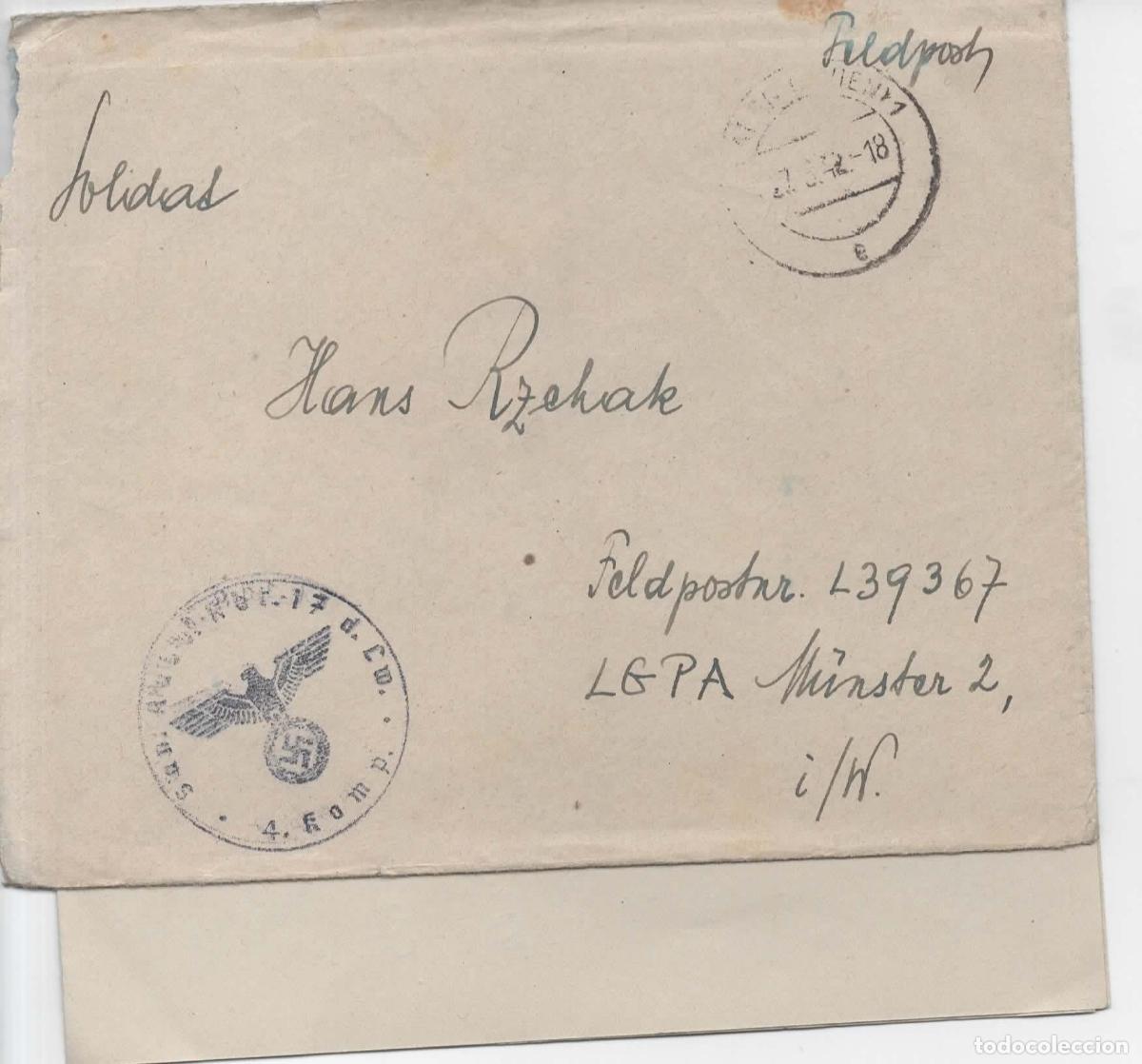 Sellos: ALEMANIA FELDPOST CORREO MILITAR 1942