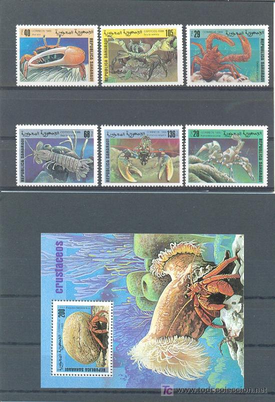 Timbres: SAHARA1999 FAUNA CRUSTACEOS 6 sellos + Hojita Bloque