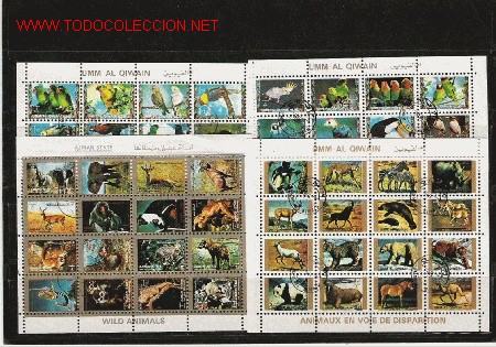 Selos: BONITO LOTE DE HOJITAS DE FAUNA LAS DE LA FOTO