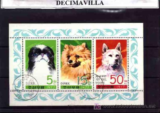 Sellos: FAUNA, COREA, PERROS, L134, HOJA-BLOQUE USADA - Foto 1