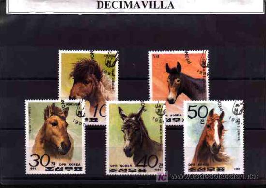 Sellos: FAUNA, COREA, CABALLOS, L030, SERIE USADA Y COMPLETA - Foto 1