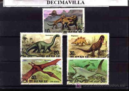 Sellos: FAUNA, COREA, DINOSAURIOS, L026, SERIE USADA Y COMPLETA - Foto 1