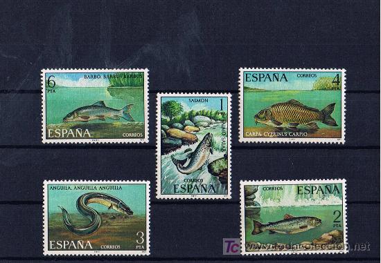 Sellos: Fauna de rio 1977 nuevos serie completa nueva**